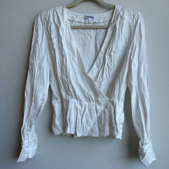 Bundle of Two Express Forever 21 Blouse Bodysuit Velvet Pink Wrap Size Medium - Picture 6 of 10